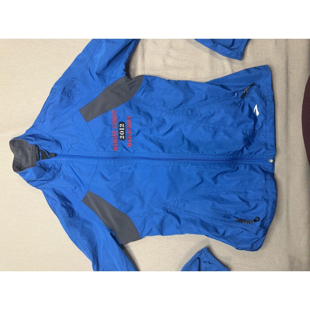 Brooks Shelter Jacket Womens Small Blue Marine Corps Marathon Windbreaker